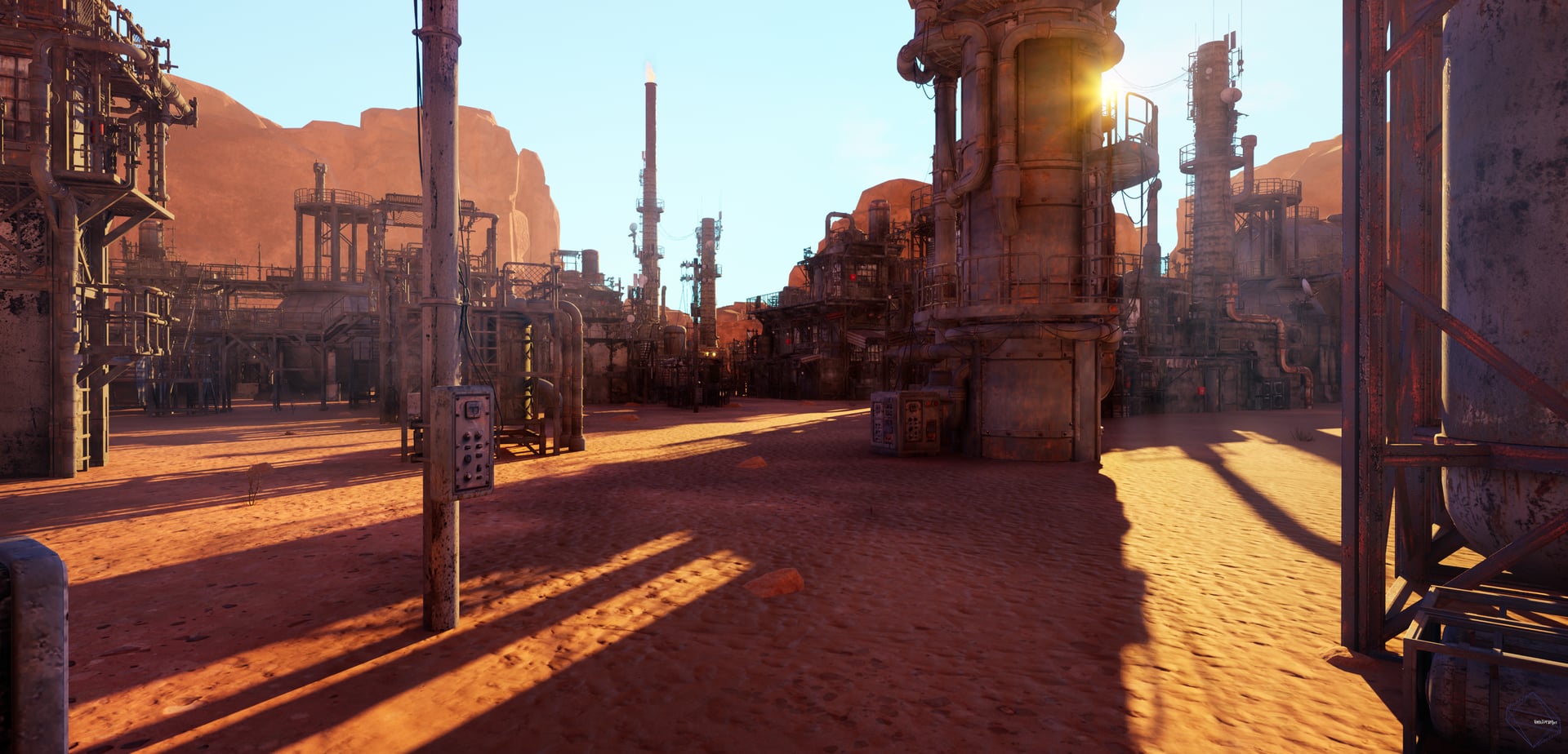 Harbor screenshot showing the wasteland landscape between settlements